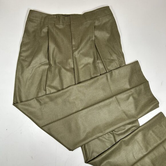 NWT Linda Allard Ellen Tracy Wool Blend Dress Pants Olive Green Wide Leg Sz 10 - Picture 1 of 9